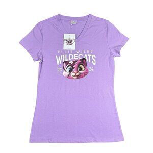 Ellie Wilde Wildcats T Shirt Womens Small Purple V-Neck KSU Graphic Tee New NWT